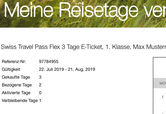 Aktivierung von Swiss Travel Pass Flex